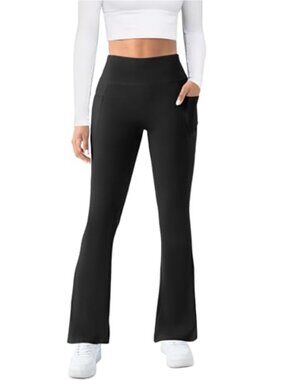 Women Flare Leggings High Waist Tummy Control Wide Leg Yoga Pants with Pockets